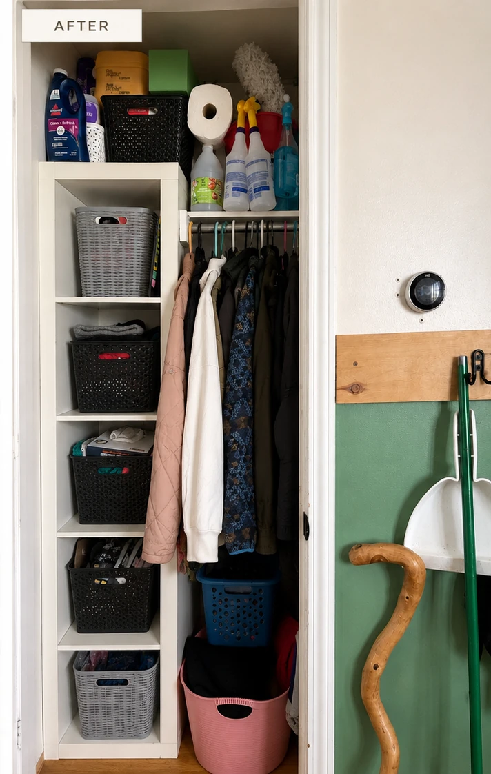Entry closet reset after organizing