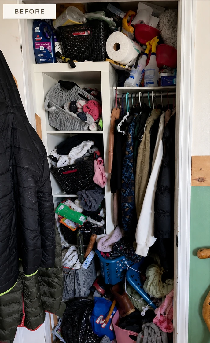 Entry closet reset before organizing