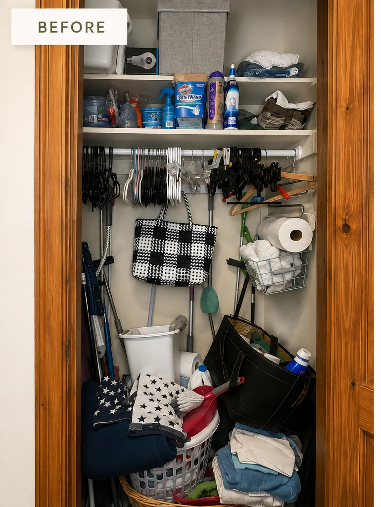 Storage closet transformation before organizing